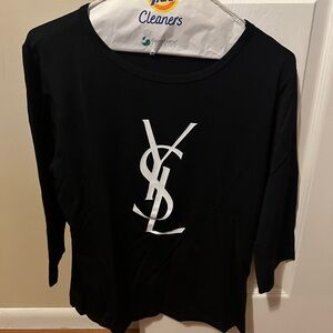 Black Womens Size XXXL YSL Logo Long Sleeve Top